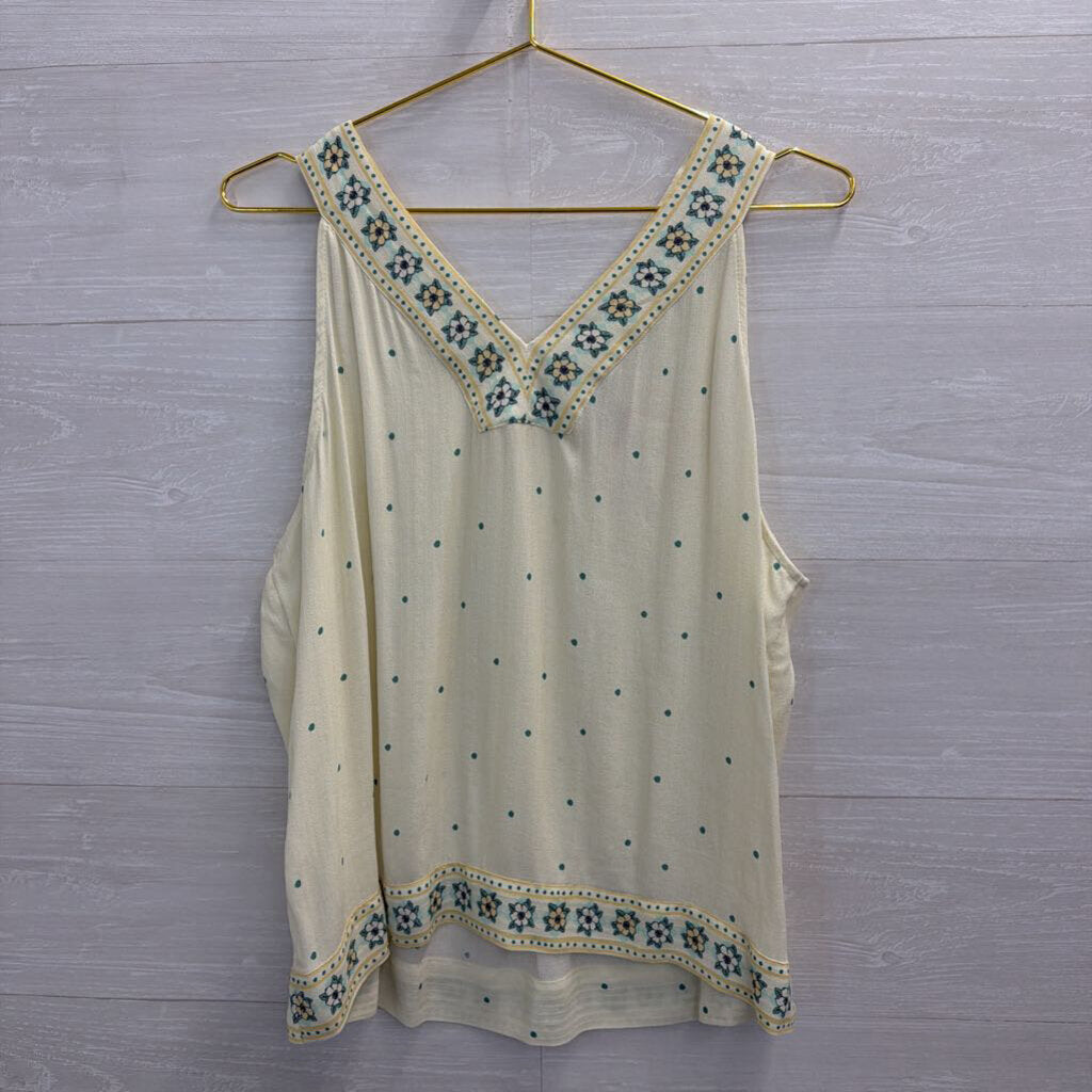 Loft Yellow/ Green Print Tank Top Large