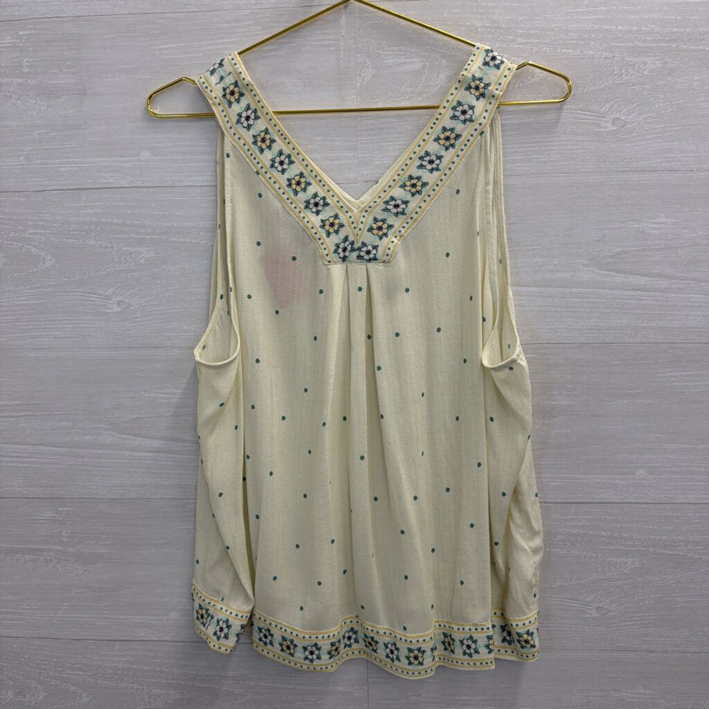 Loft Yellow/ Green Print Tank Top Large