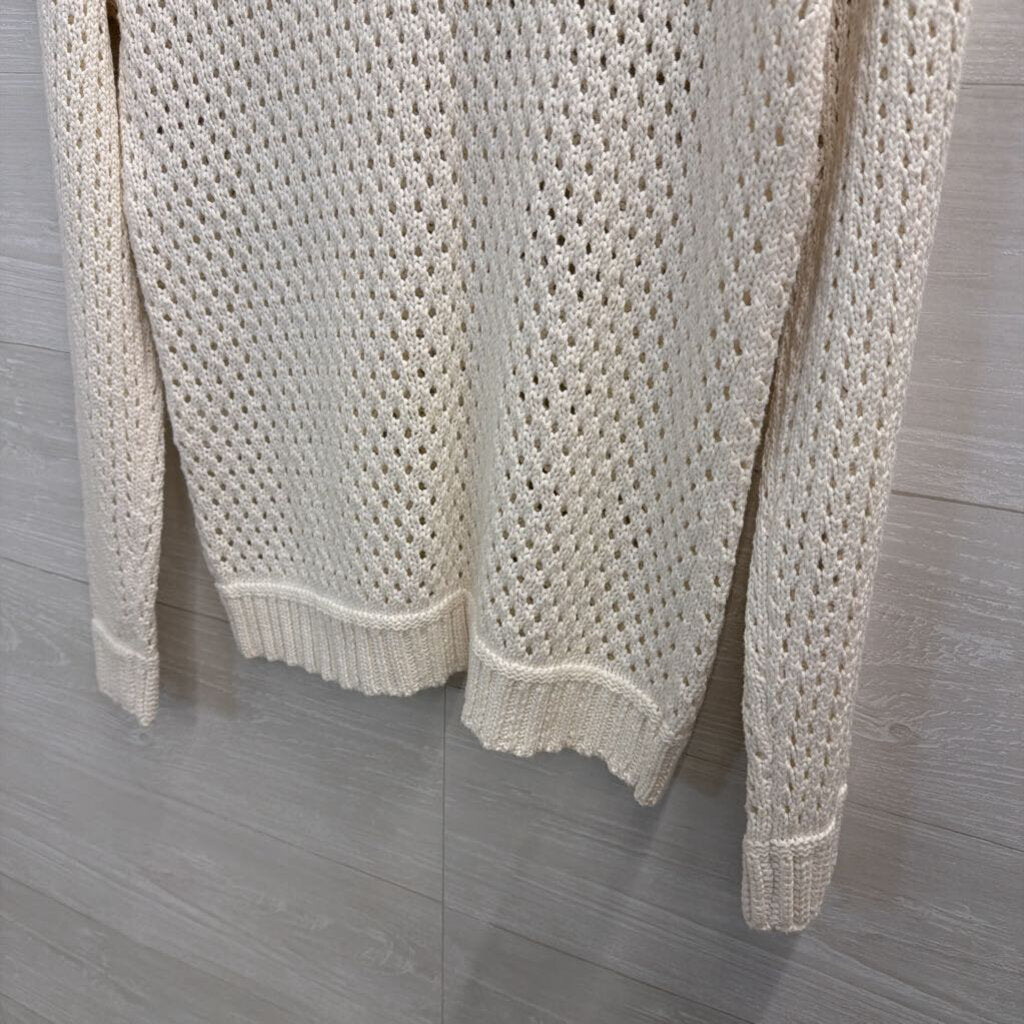 Cyrus White Open Knit Long Sleeve Top Extra Small