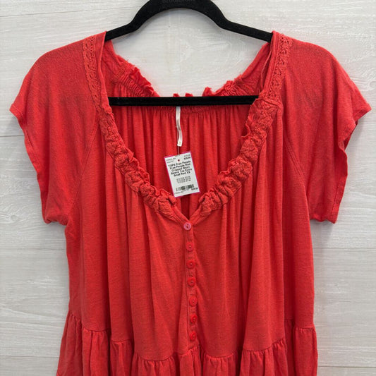 Free People Red Cropped Short Sleeve Top Extra Small