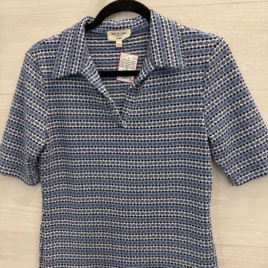 Kim and Cami Blue/ White Striped Print Short Sleeve Top Medium