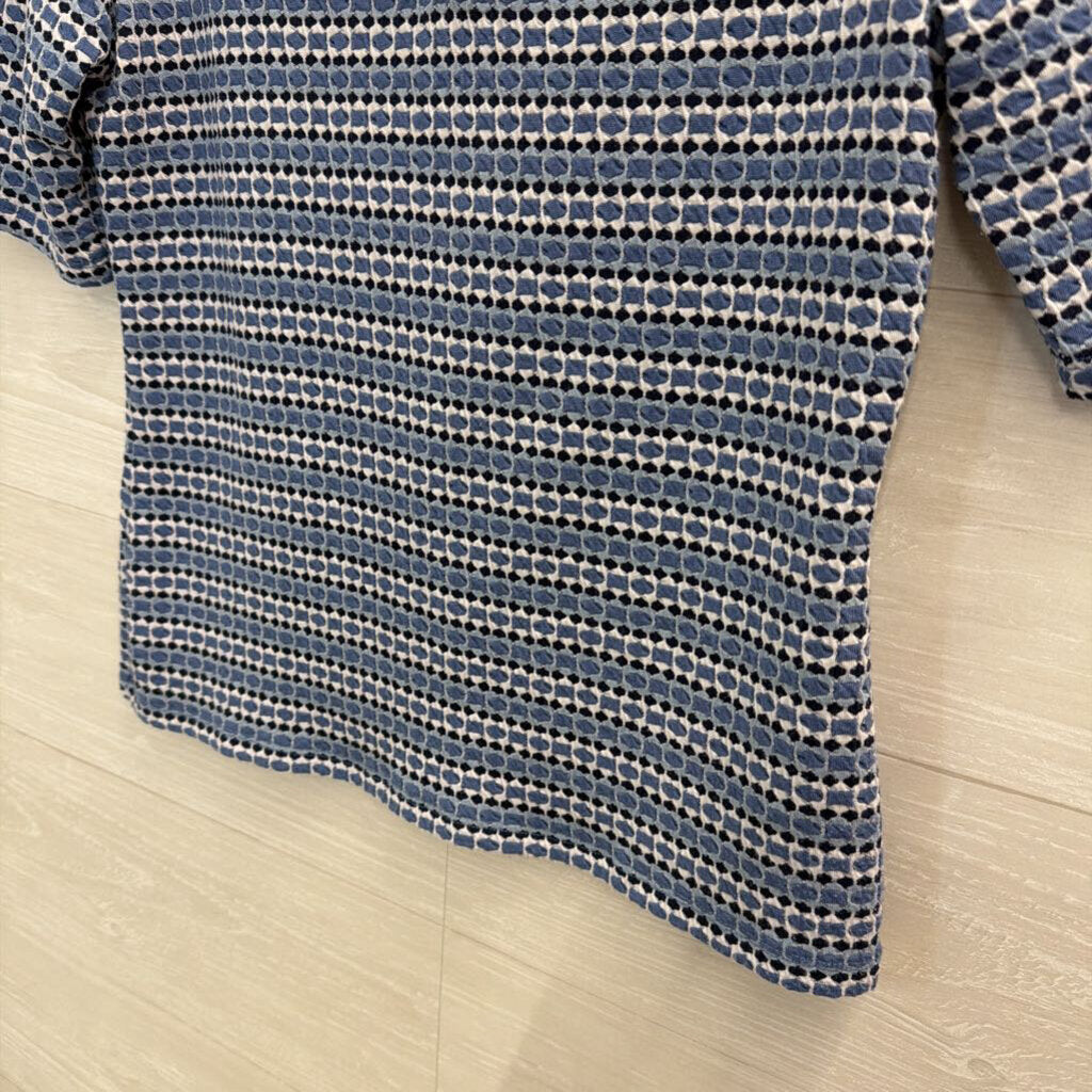 Kim and Cami Blue/ White Striped Print Short Sleeve Top Medium