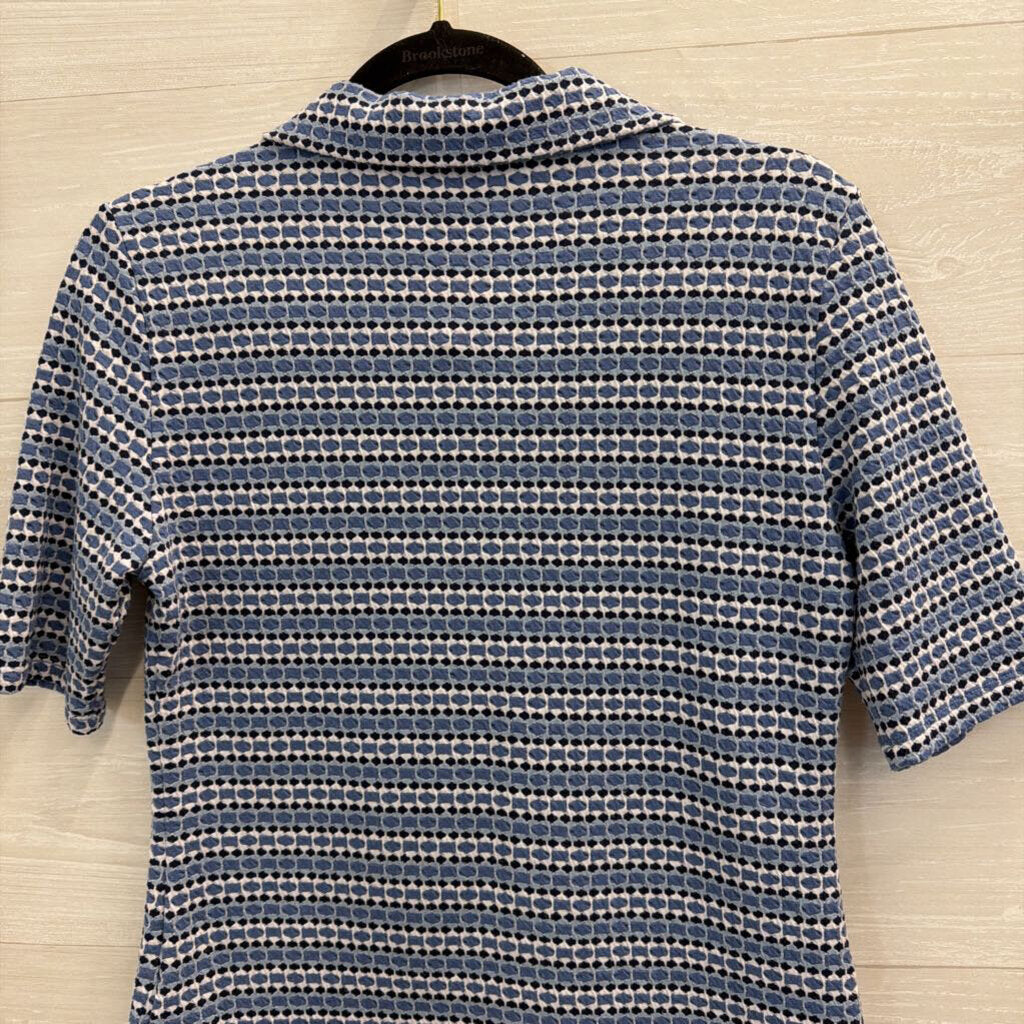 Kim and Cami Blue/ White Striped Print Short Sleeve Top Medium