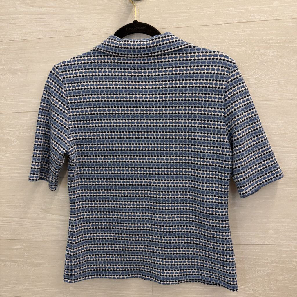 Kim and Cami Blue/ White Striped Print Short Sleeve Top Medium