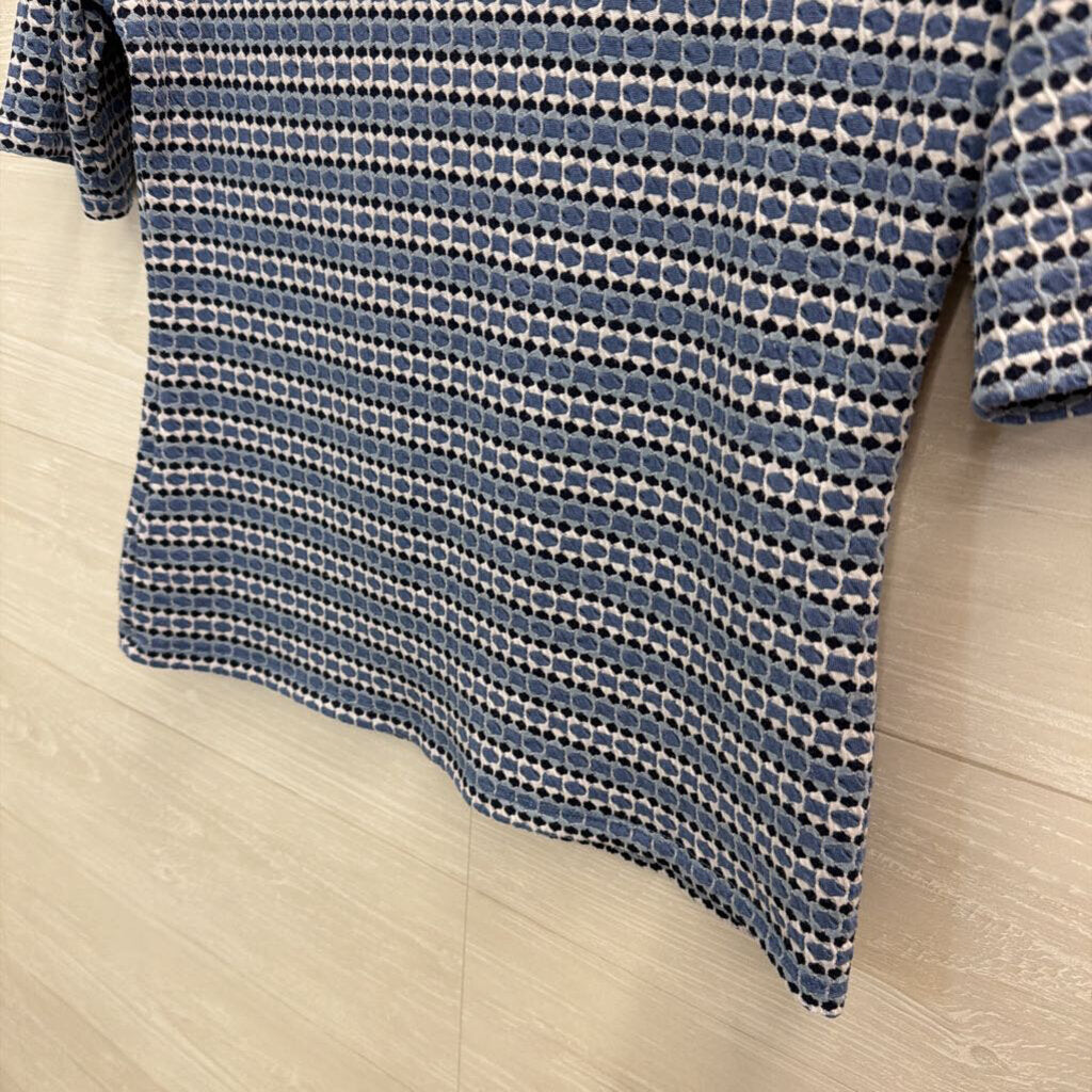 Kim and Cami Blue/ White Striped Print Short Sleeve Top Medium