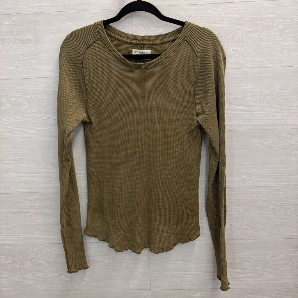 We The Free Green Textured Long Sleeve Top Large