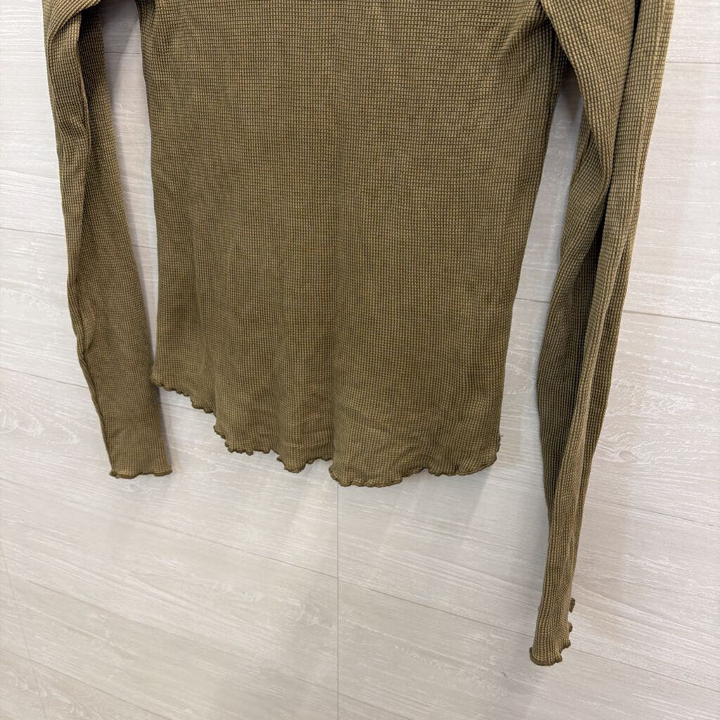 We The Free Green Textured Long Sleeve Top Large