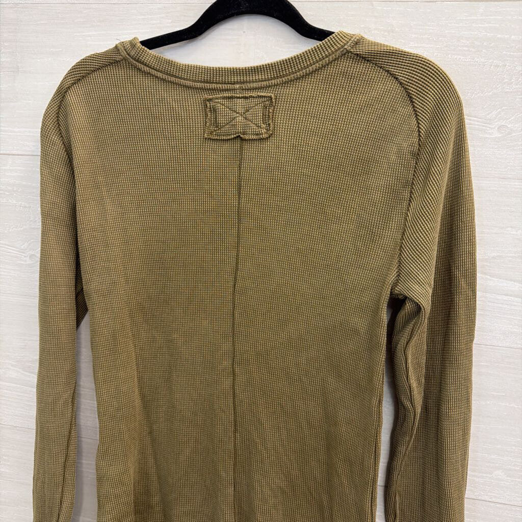 We The Free Green Textured Long Sleeve Top Large