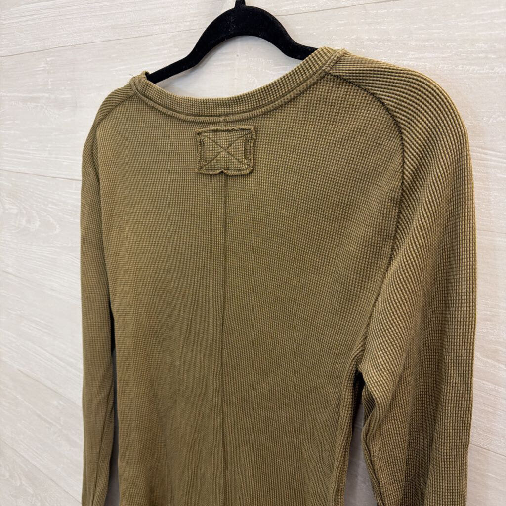 We The Free Green Textured Long Sleeve Top Large