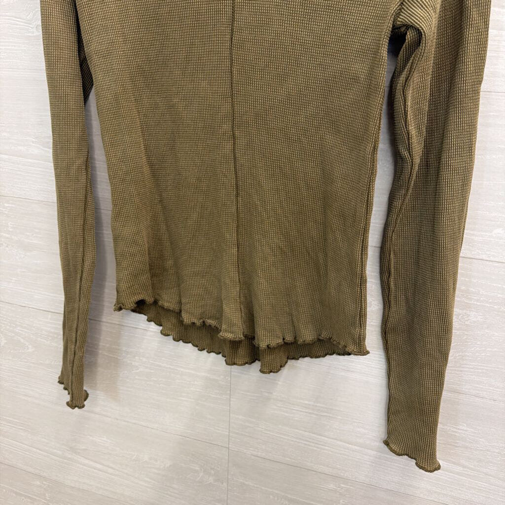 We The Free Green Textured Long Sleeve Top Large
