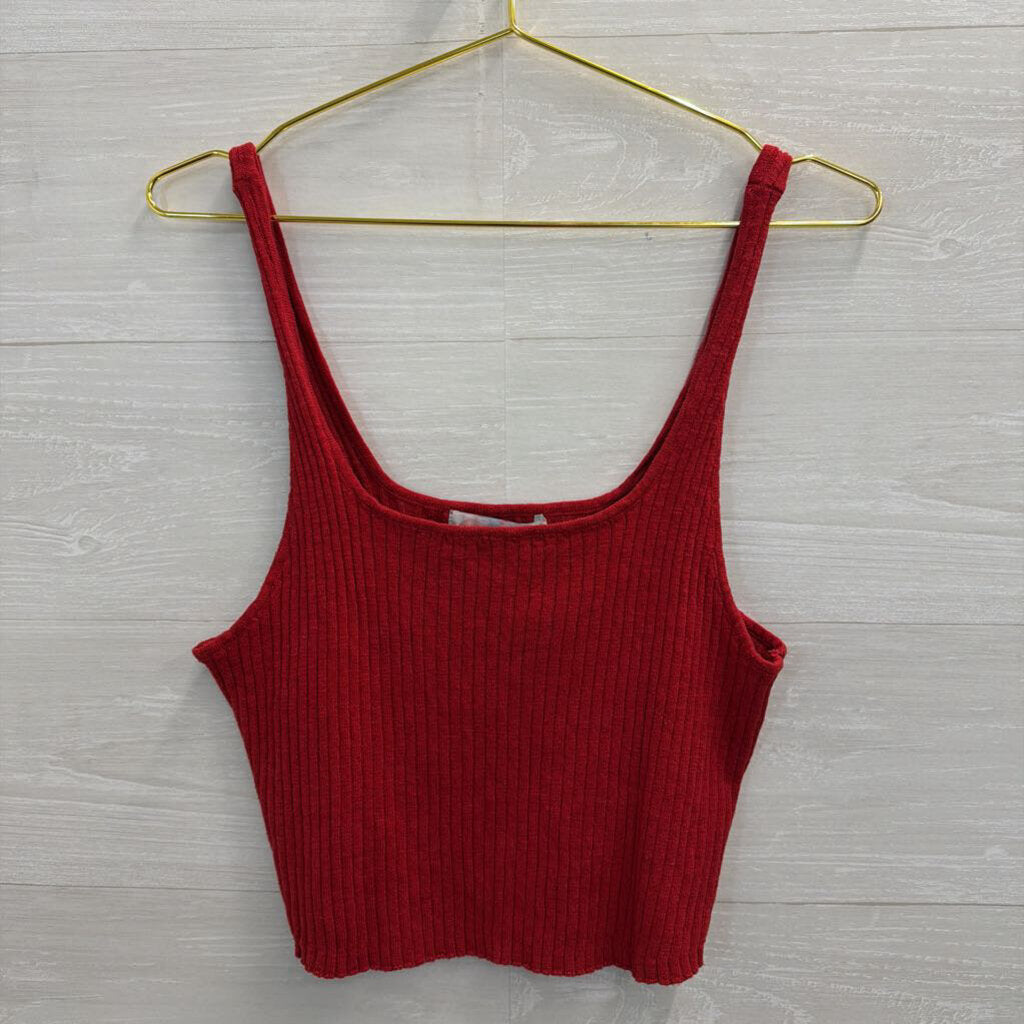 FP Beach Red Ribbed Knit Maxi Skirt/ Cropped Tank Set Large