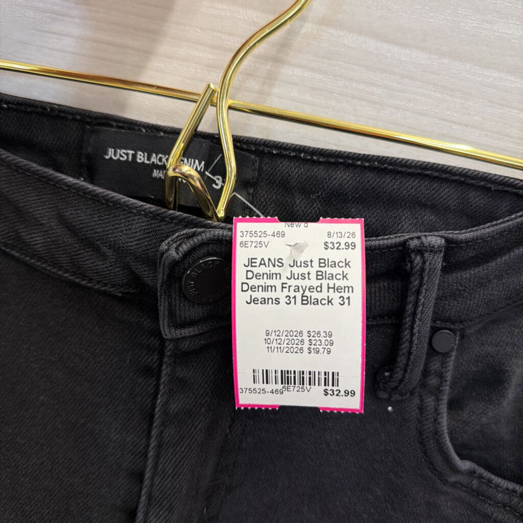 Just Black Denim Frayed Hem Jeans 31