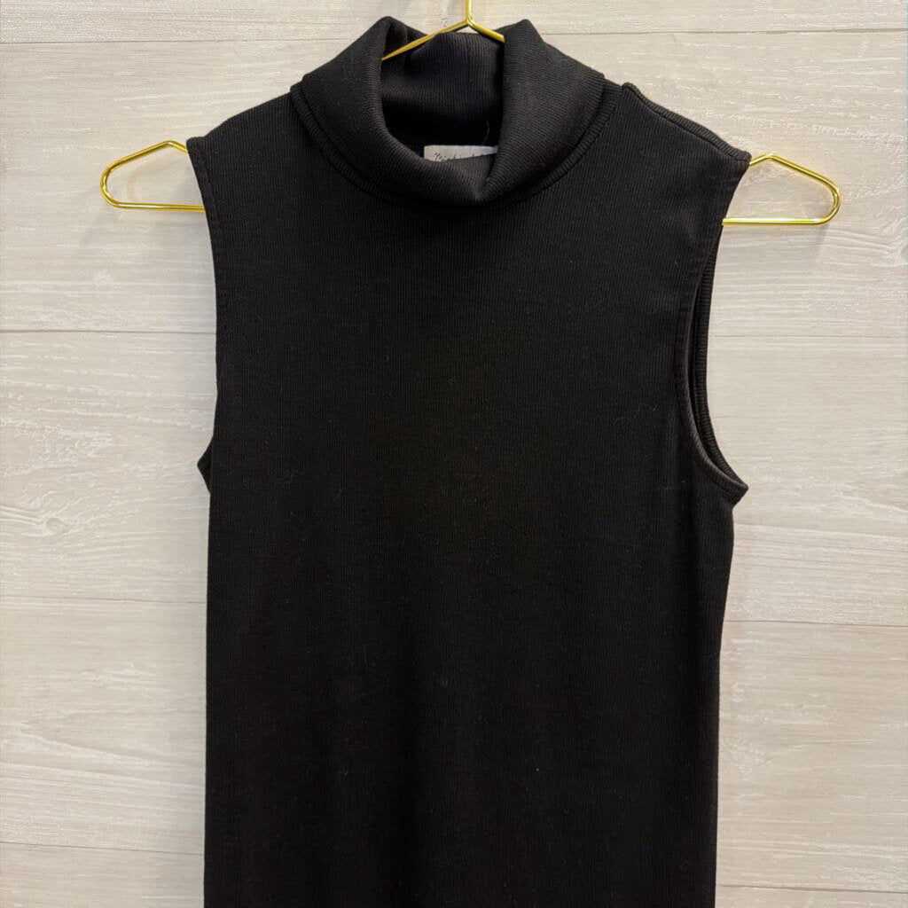 Michael Stars Black Knit Turtleneck Sleeveless Top Small