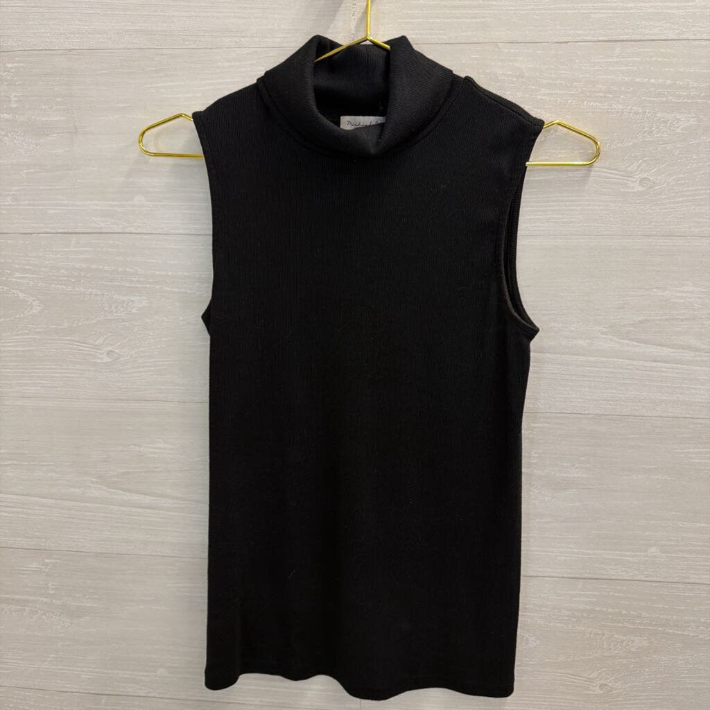 Michael Stars Black Knit Turtleneck Sleeveless Top Small