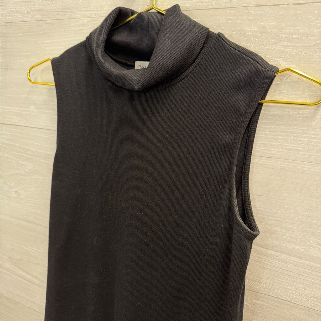 Michael Stars Black Knit Turtleneck Sleeveless Top Small