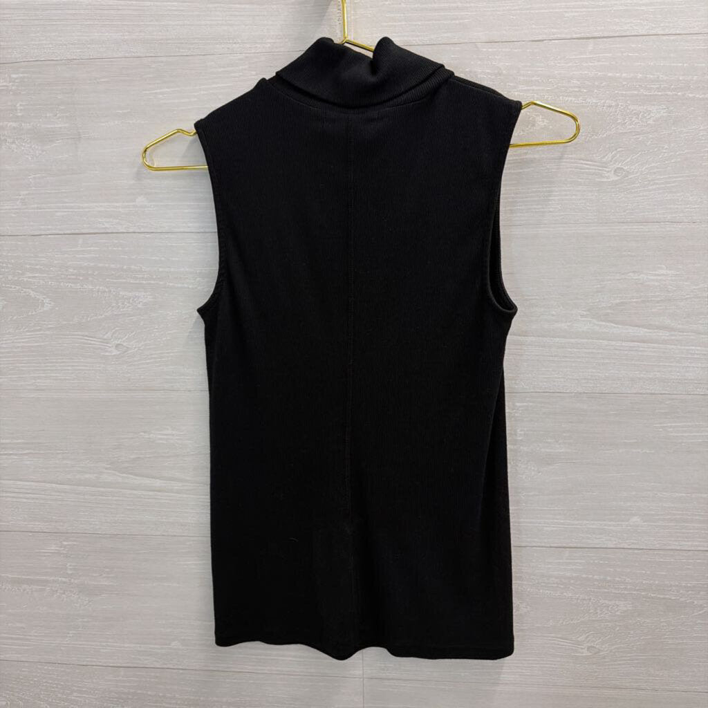 Michael Stars Black Knit Turtleneck Sleeveless Top Small