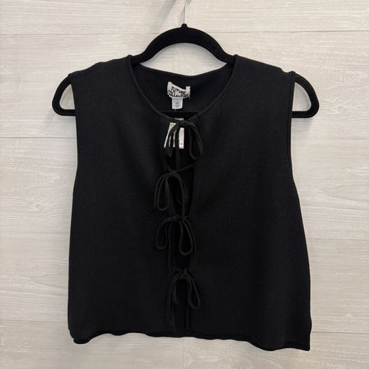 Future Collection Black Knit Tie Front Sleeveless Top Large