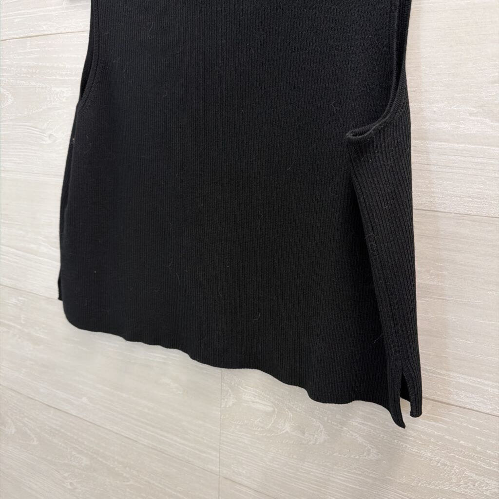 Future Collection Black Knit Tie Front Sleeveless Top Large