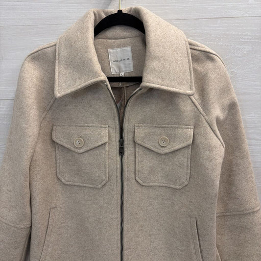 Avec Les Filles Beige Zip Up Boxy Jacket Small