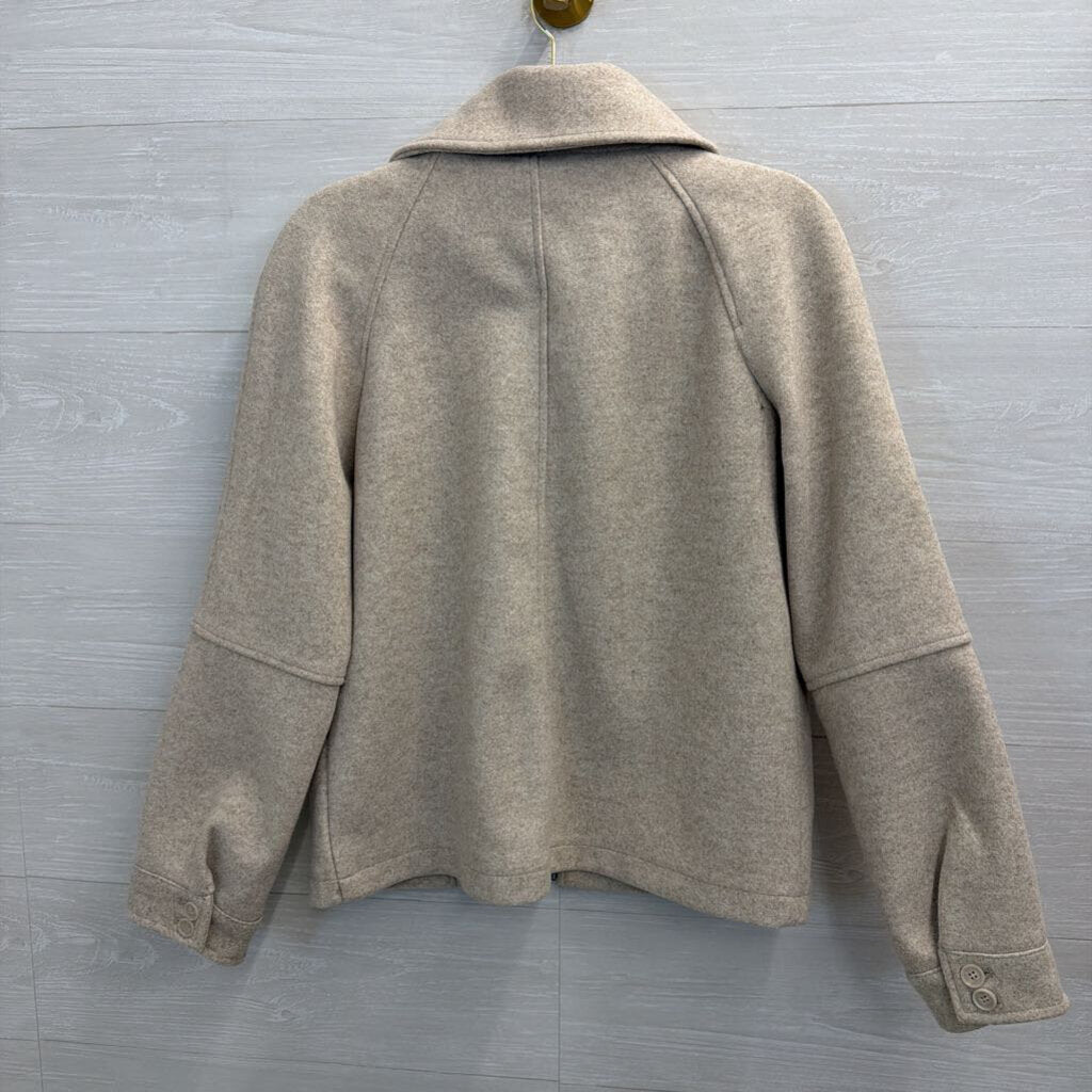 Avec Les Filles Beige Zip Up Boxy Jacket Small