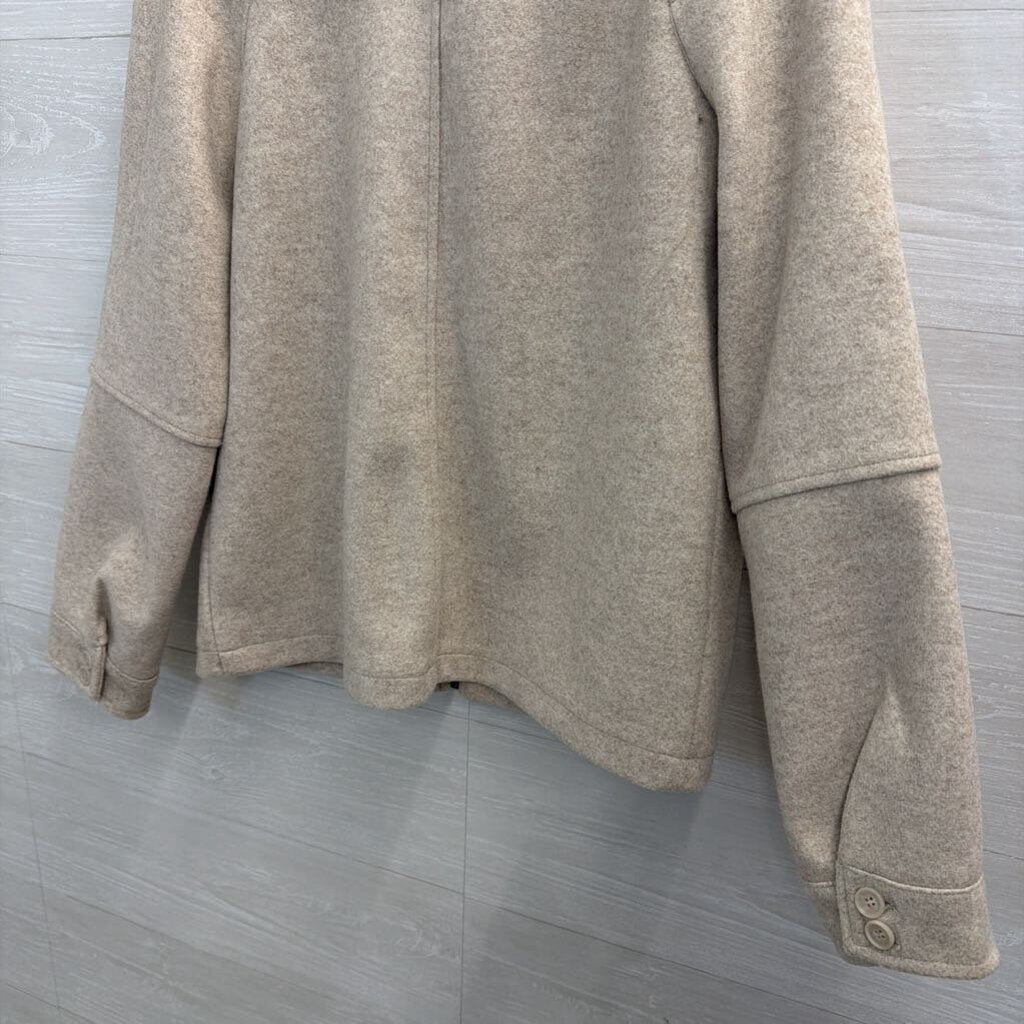 Avec Les Filles Beige Zip Up Boxy Jacket Small