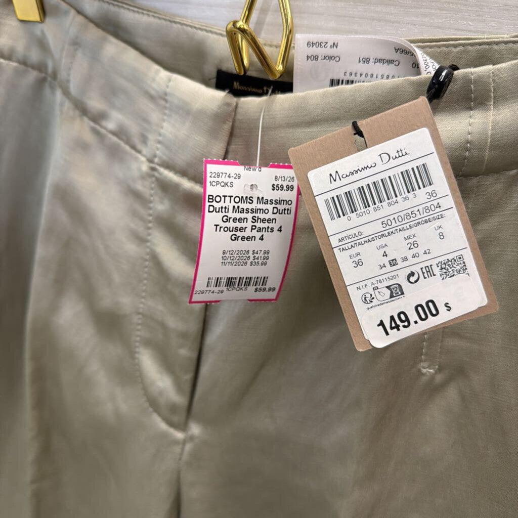 Massimo Dutti Green Sheen Trouser Pants 4