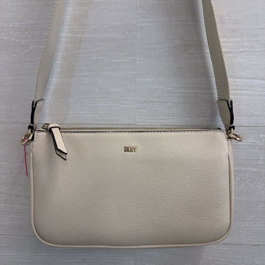 DKNY Cream Leather Crossbody Purse With Pouch