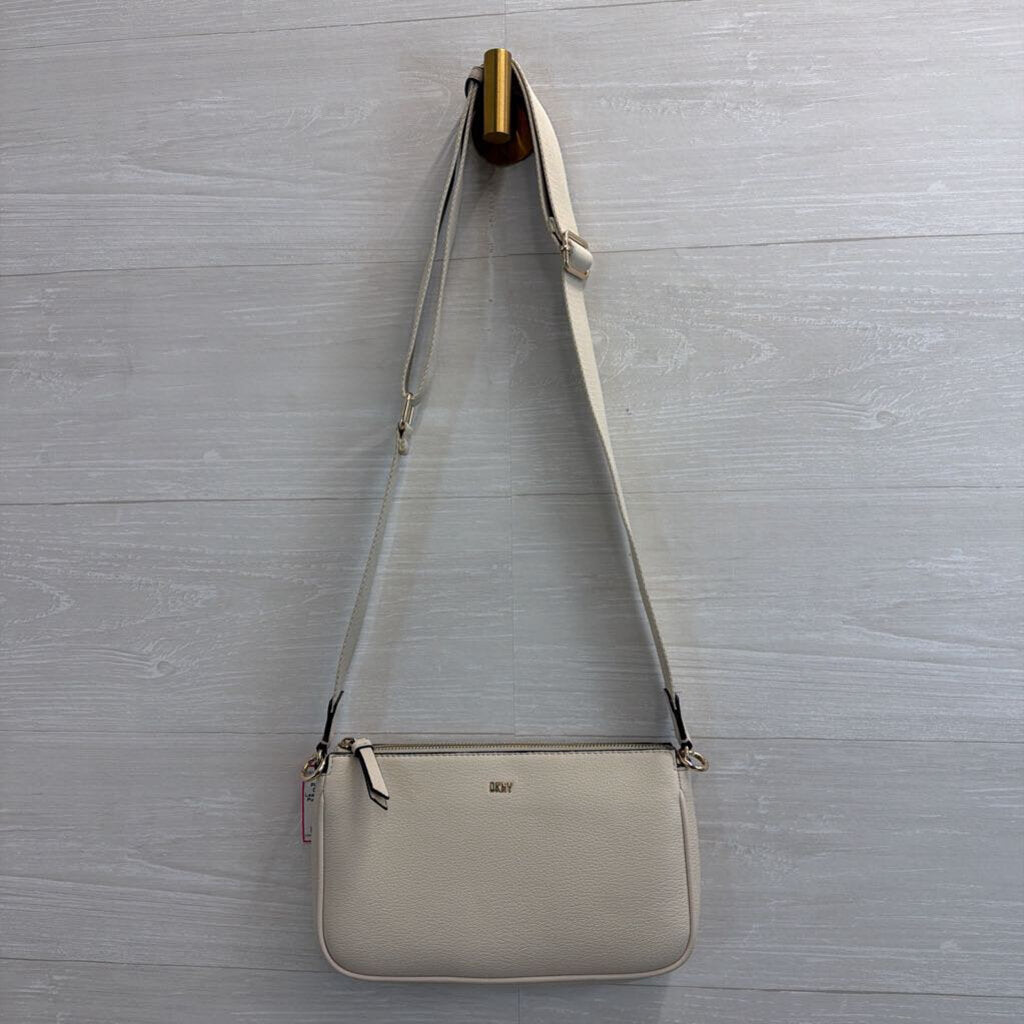 DKNY Cream Leather Crossbody Purse With Pouch