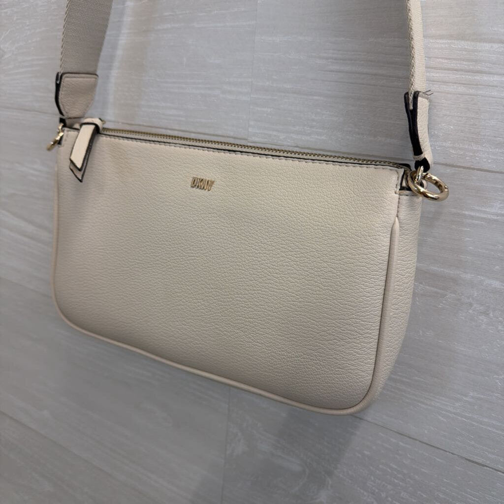 DKNY Cream Leather Crossbody Purse With Pouch