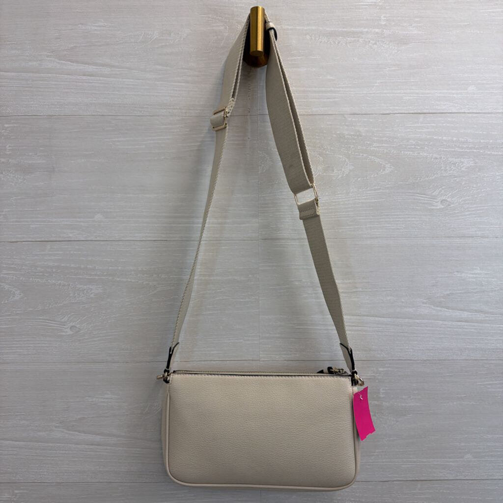 DKNY Cream Leather Crossbody Purse With Pouch