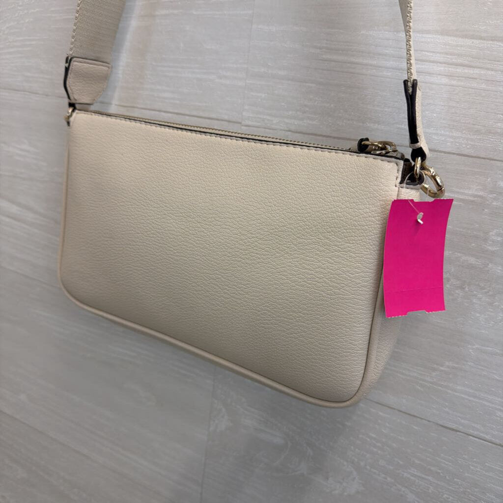 DKNY Cream Leather Crossbody Purse With Pouch