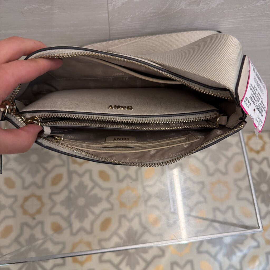 DKNY Cream Leather Crossbody Purse With Pouch
