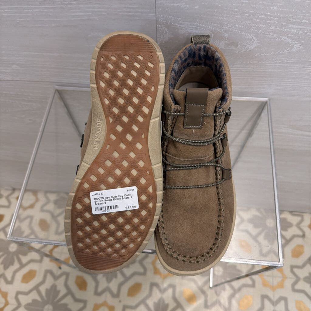 Hey Dude Brown Suede Eloise Boots 9
