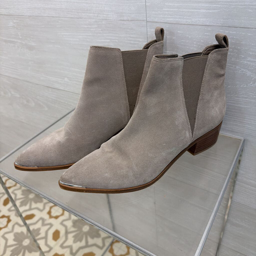 Marc Fisher Grey Suede LTD Yale Point Toe Chelsea Booties 8.5