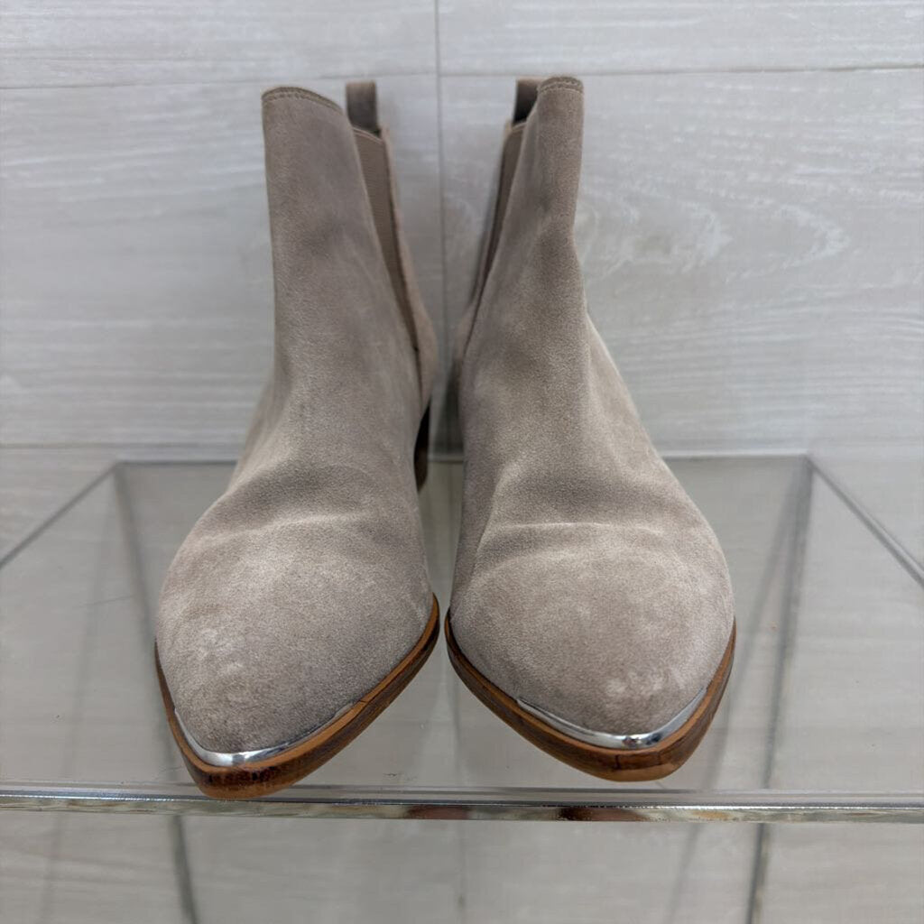 Marc Fisher Grey Suede LTD Yale Point Toe Chelsea Booties 8.5
