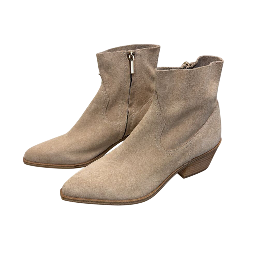 Steve Madden Beige Suede Point Toe Western Ankle Booties 8.5
