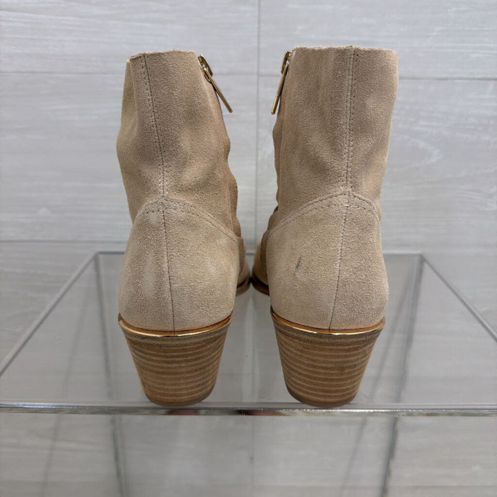 Steve Madden Beige Suede Point Toe Western Ankle Booties 8.5