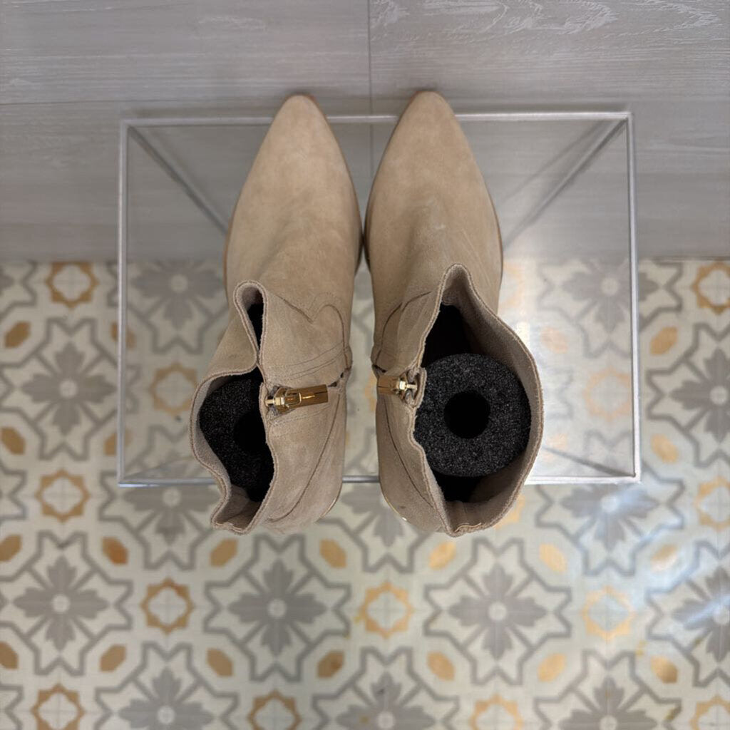 Steve Madden Beige Suede Point Toe Western Ankle Booties 8.5