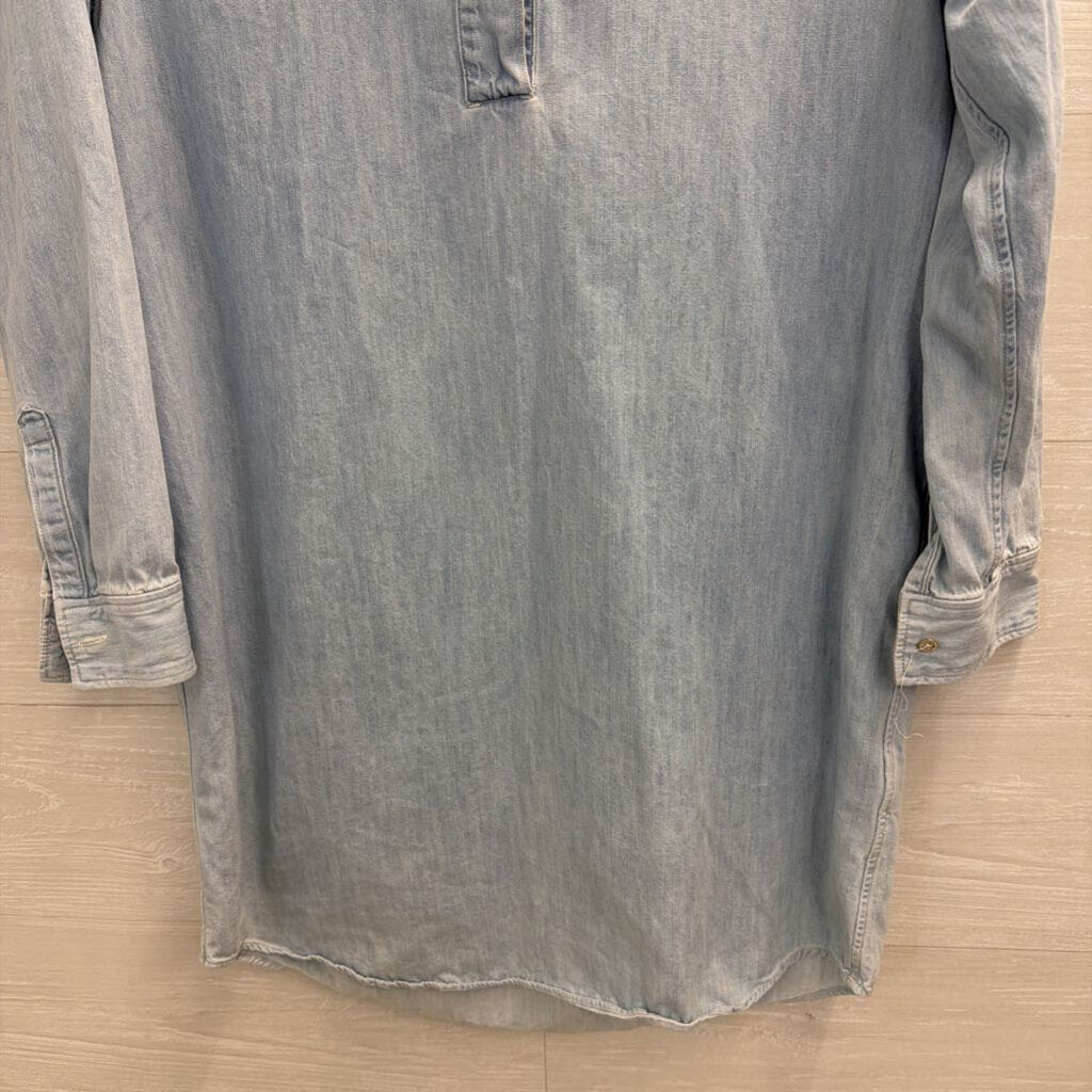Rag and Bone Light Wash Chambray Long Sleeve Dress Medium