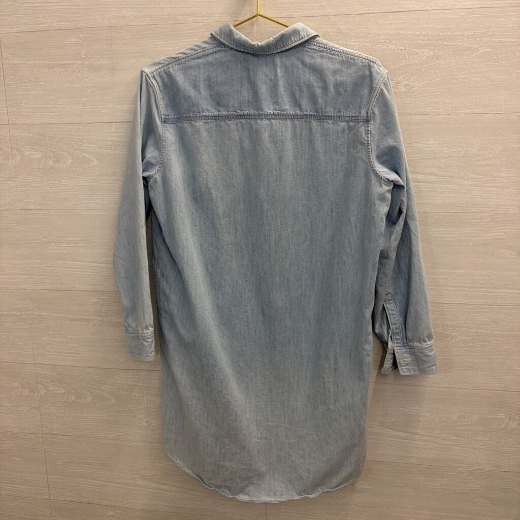 Rag and Bone Light Wash Chambray Long Sleeve Dress Medium