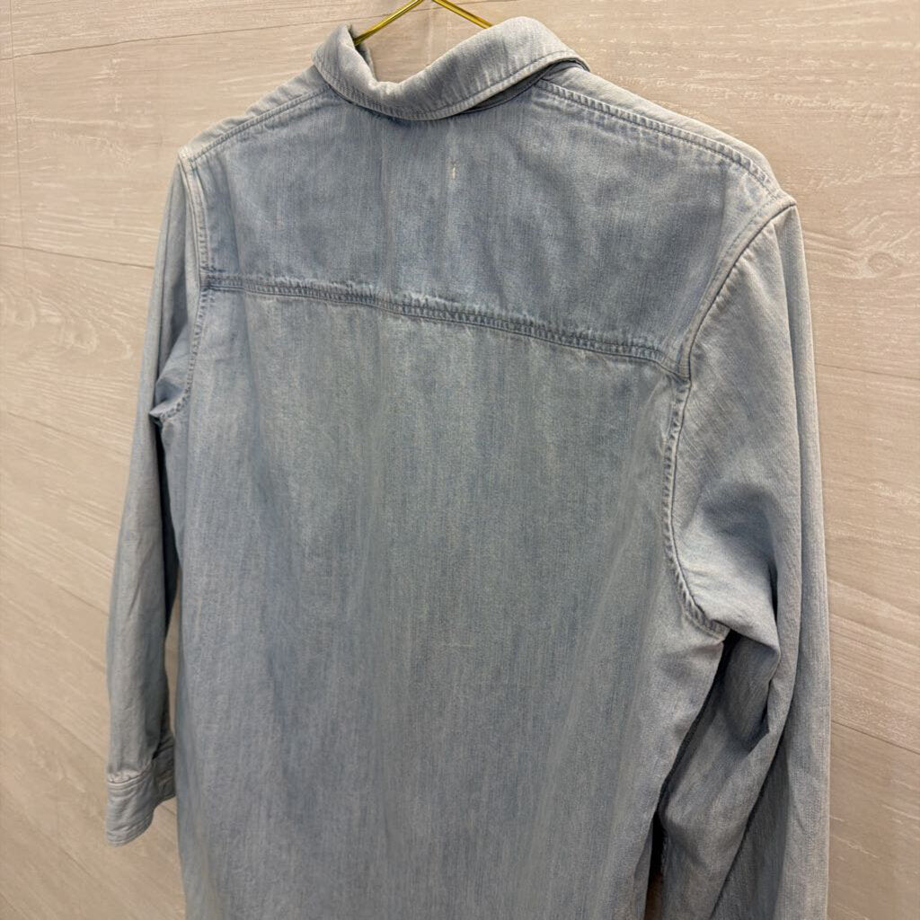 Rag and Bone Light Wash Chambray Long Sleeve Dress Medium