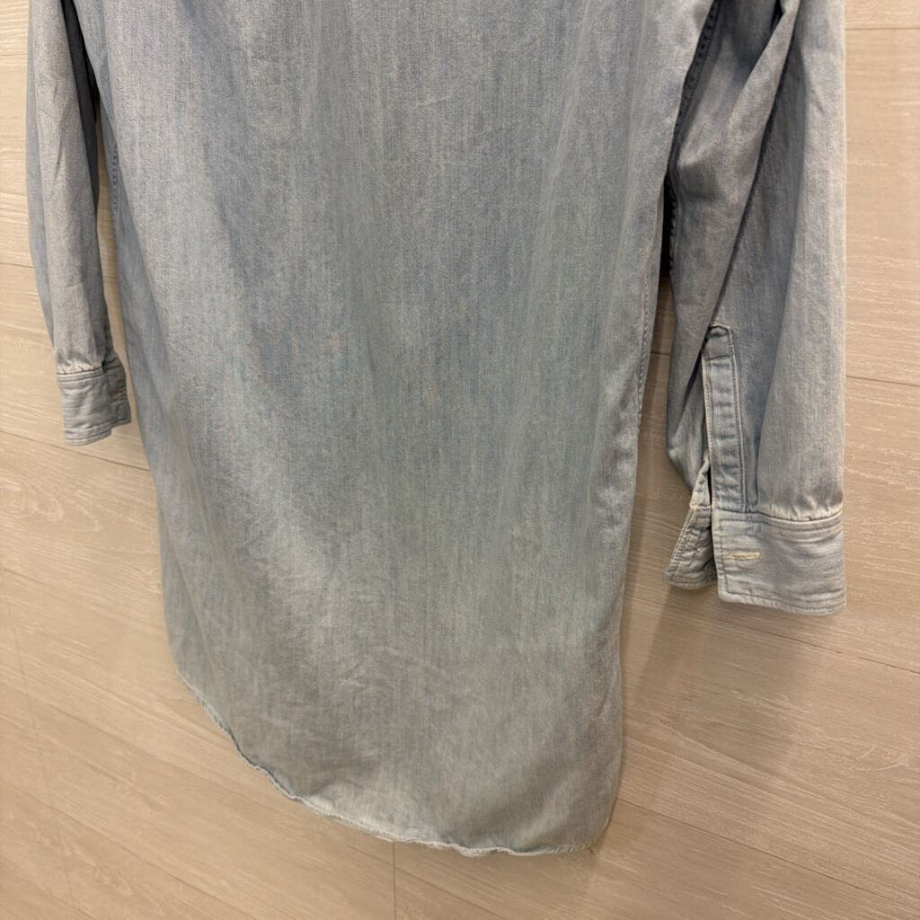 Rag and Bone Light Wash Chambray Long Sleeve Dress Medium