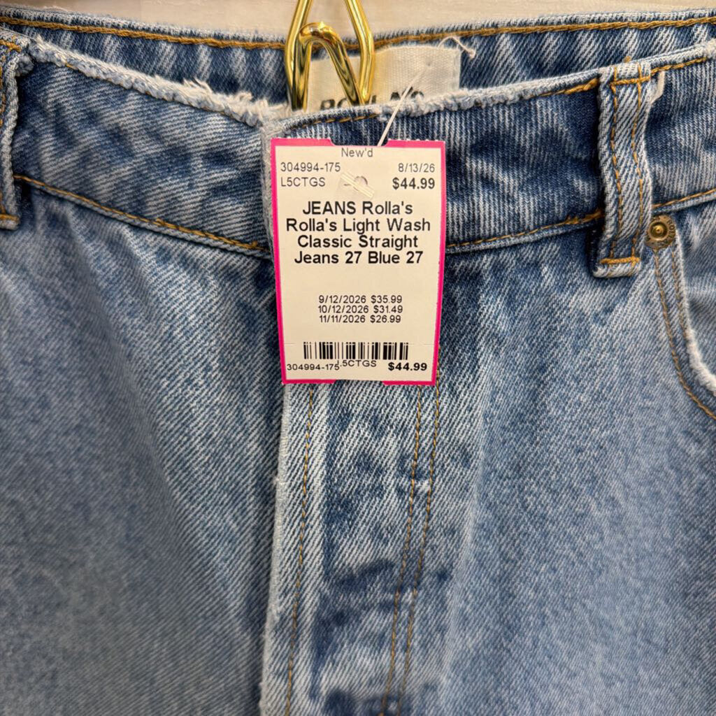 Rolla's Light Wash Classic Straight Jeans 27