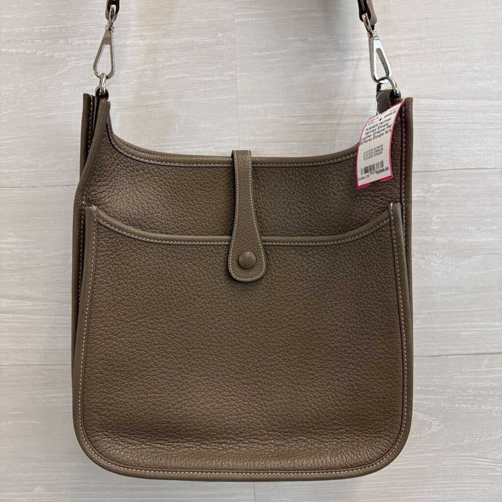 Hermes Etoupe Leather Evelyne PM 29 Purse