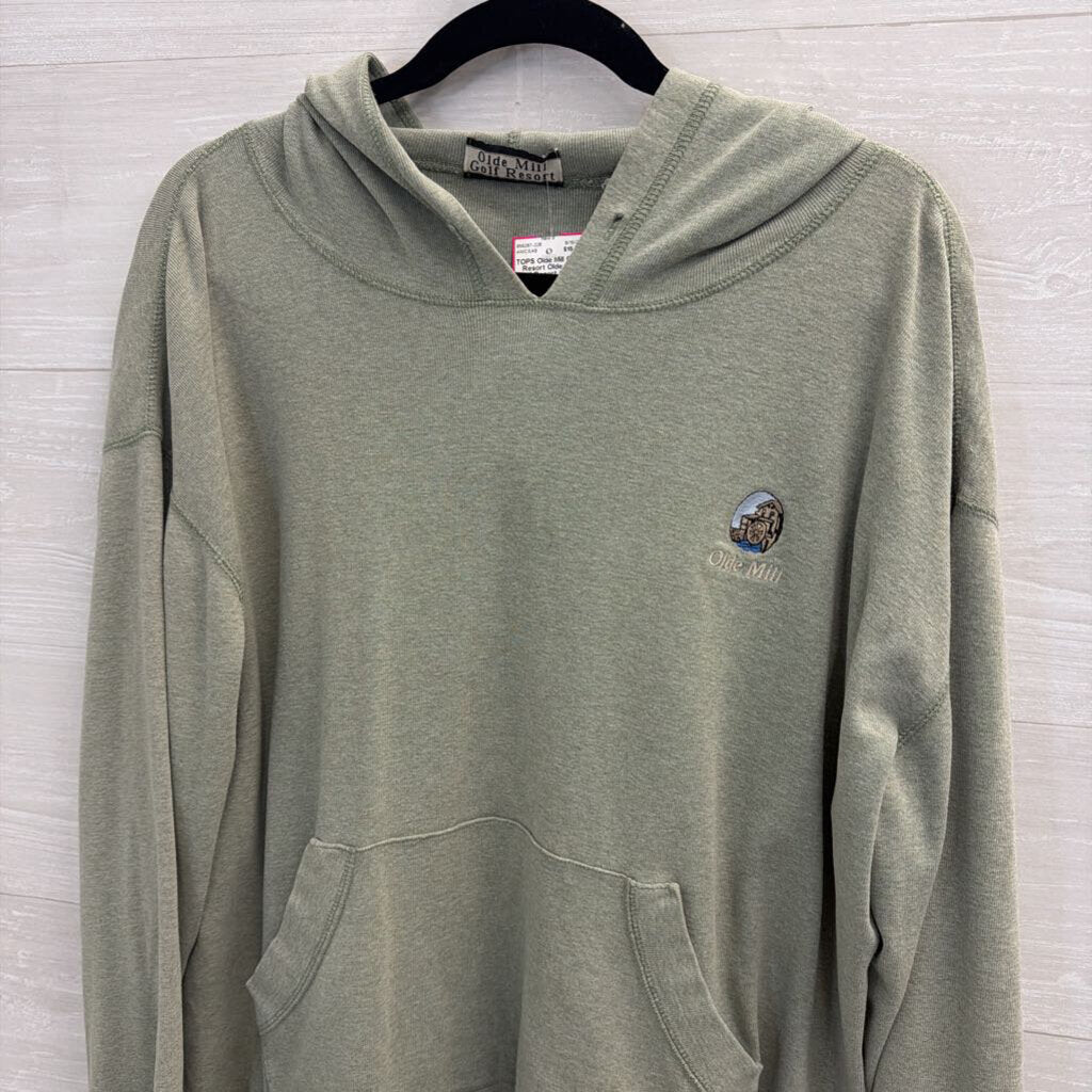 Olde Mill Golf Resort Green Hooded Long Sleeve Pullover Large