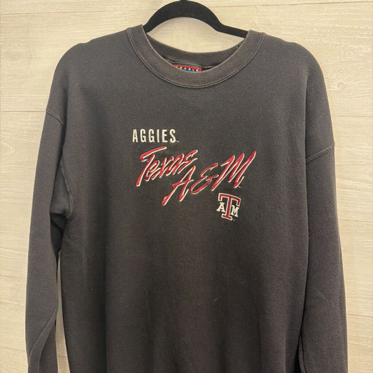 Black Embroidered Texas A and M Crewneck Sweatshirt Large