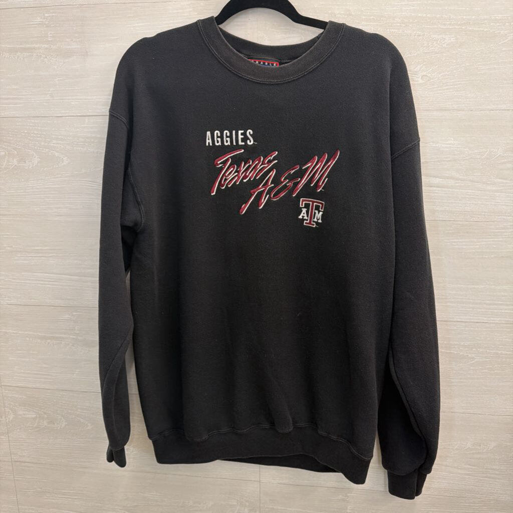 Black Embroidered Texas A and M Crewneck Sweatshirt Large