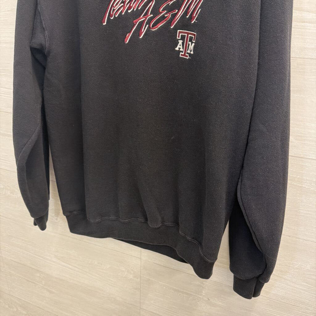 Black Embroidered Texas A and M Crewneck Sweatshirt Large