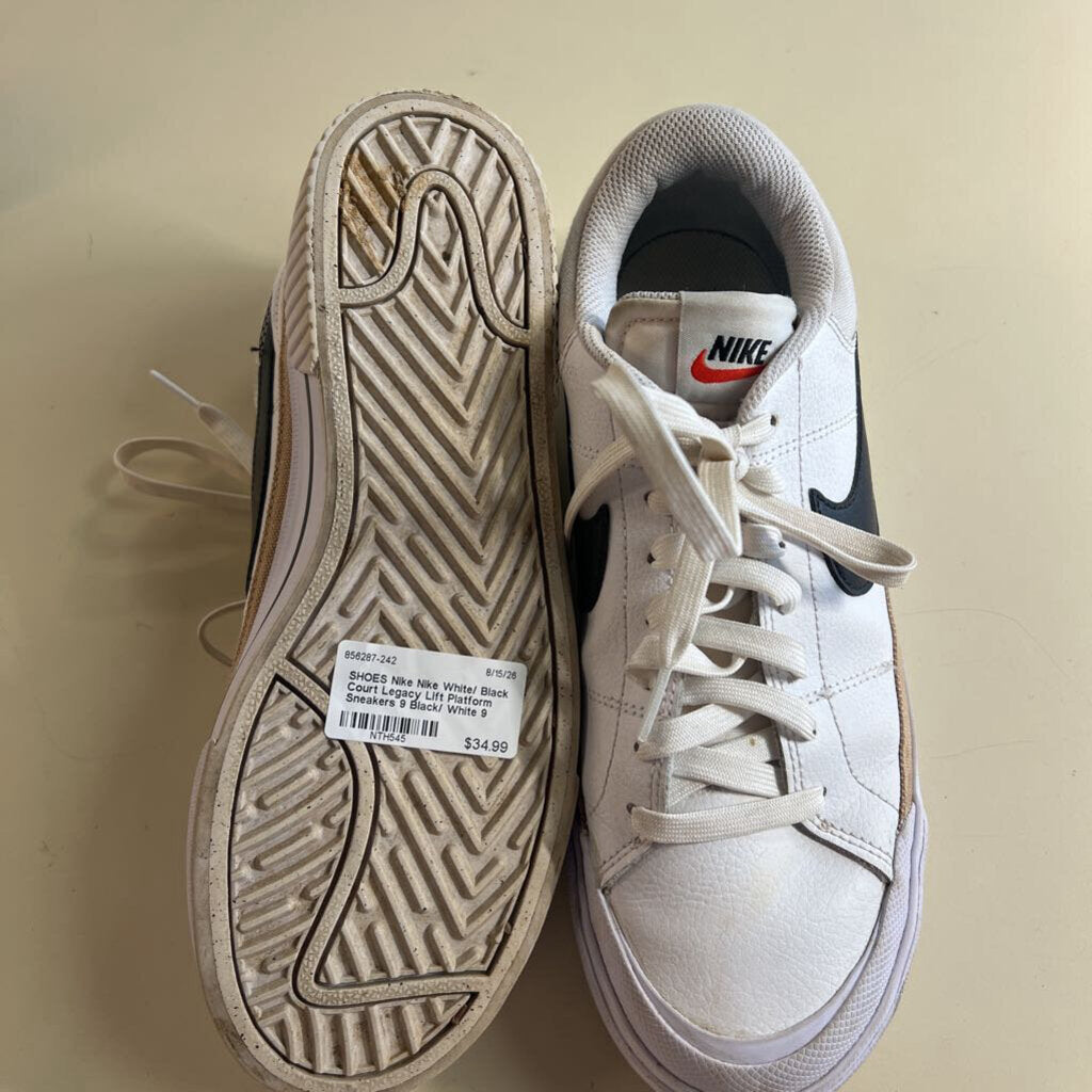 Nike White/ Black Court Legacy Lift Platform Sneakers 9