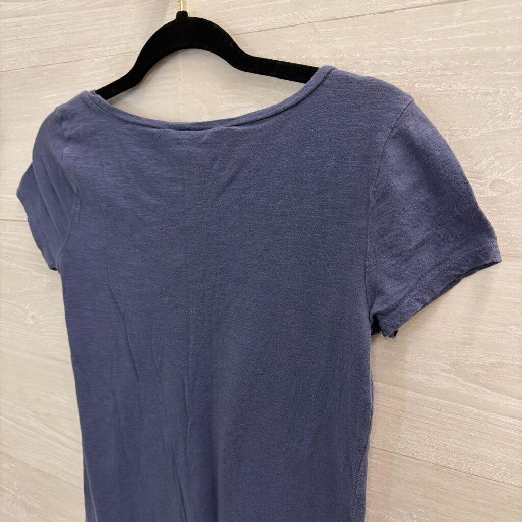 Loft Blue Embellished Neckline Short Sleeve Top Extra Small